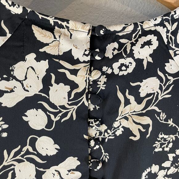 NWT ASOS Women's 3/4 Sleeve Pleat Front Midi Dress Floral Black 6 Feminine Chic - Picture 8 of 13